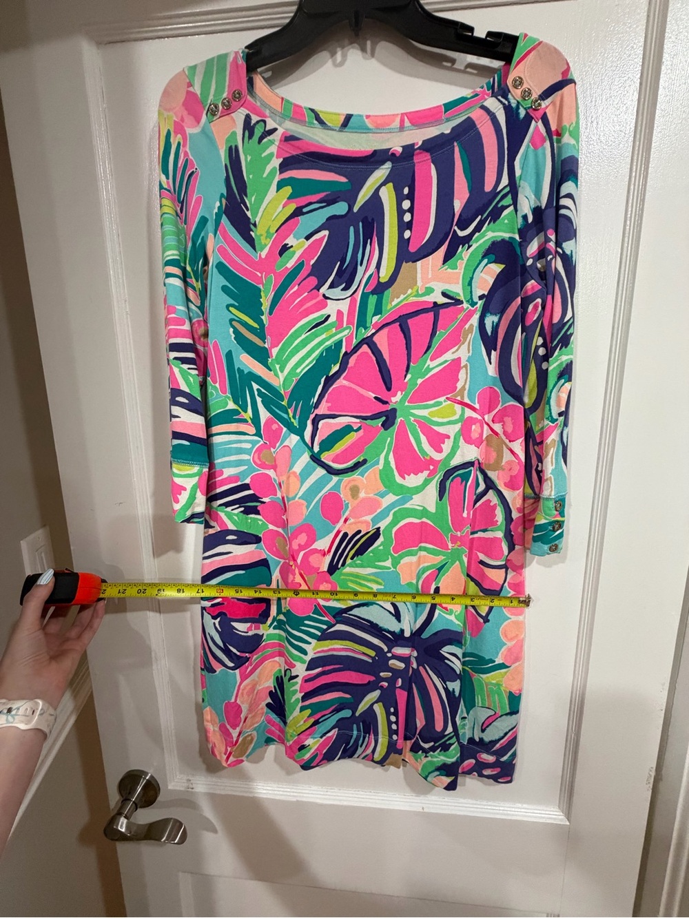 Lilly Pulitzer Neon Floral Tunic Dress - Pink & Teal & Navy - Picture 7 of 10